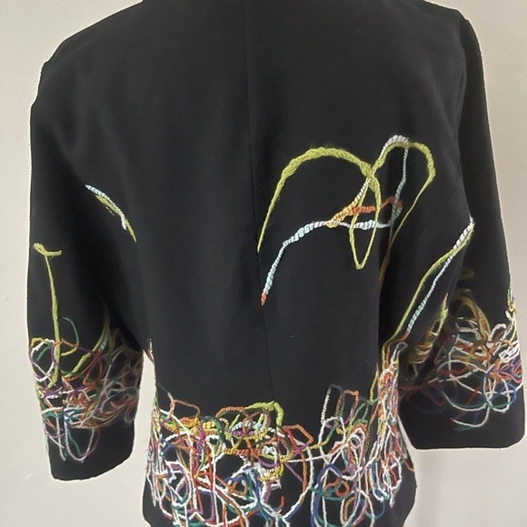 Trenz Petite by Theresa Renz PL Embroidered Abstract Black Wool Blend Jacket - Picture 8 of 8